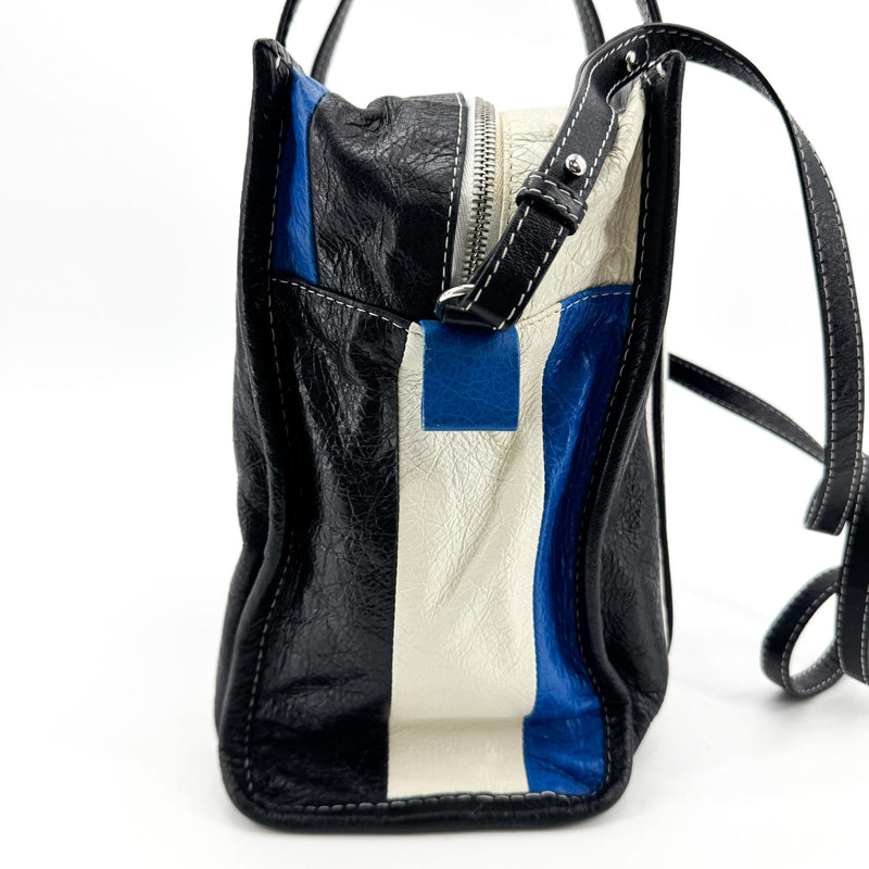 Balenciaga Bazar Striped Leather Black Bag