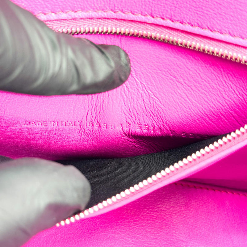 Balenciaga Hourglass Top Handle Crocodile Embossed Leather Pink Bag