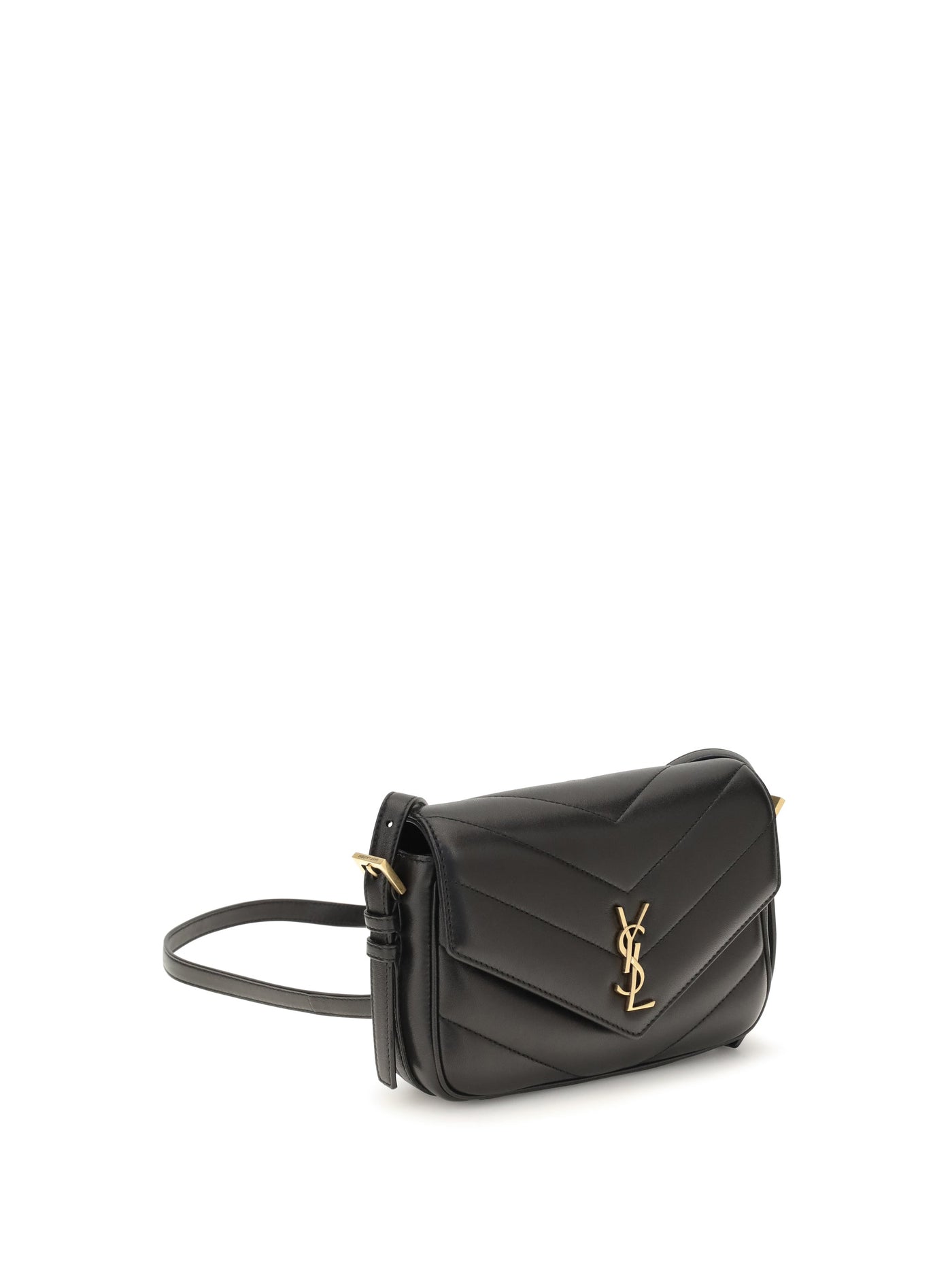 Saint Laurent Loulou Cassandre Toy Shoulder Bag — Black Lambskin