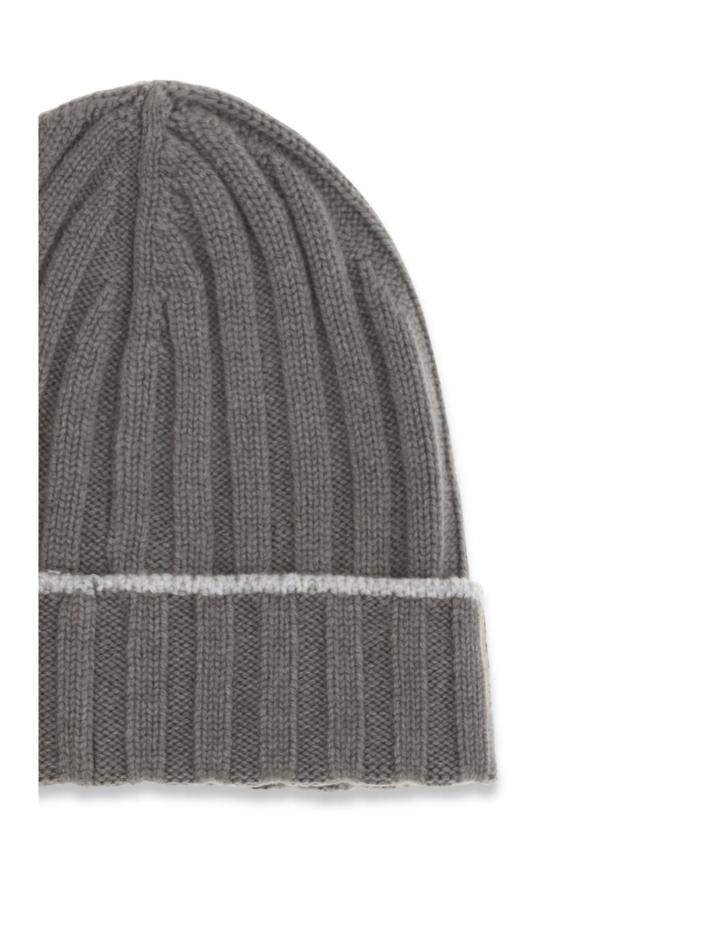 Brunello Cucinelli M2240900 Cashmere Ribbed Knit Beanie — Gray (capra Hircus) Beanies