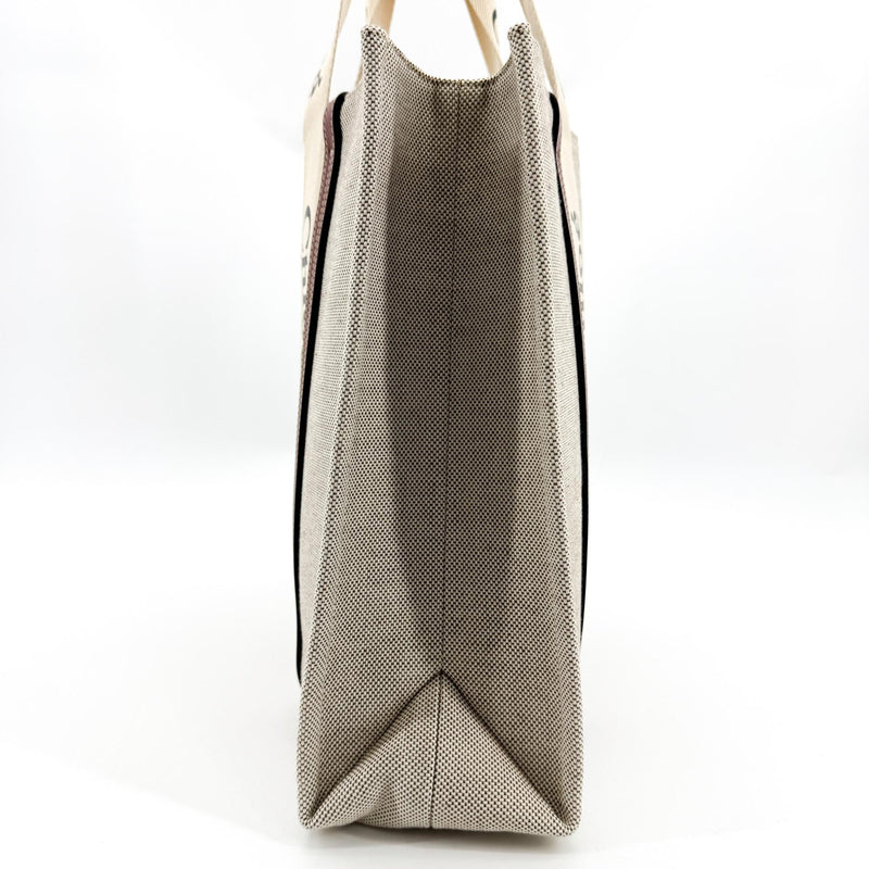 Chloe Woody Tote Canvas With Leather Brown