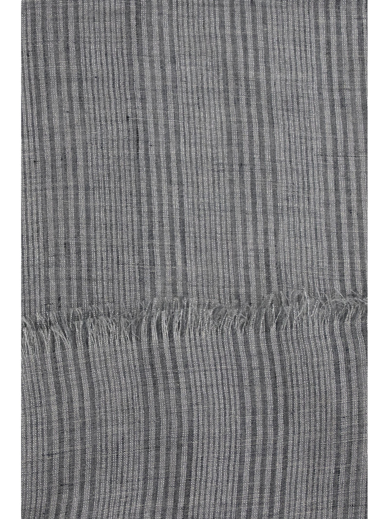 Brunello Cucinelli Linen With Lurex Details Scarf — Gray Linen; Viscose; Polyester Scarfs