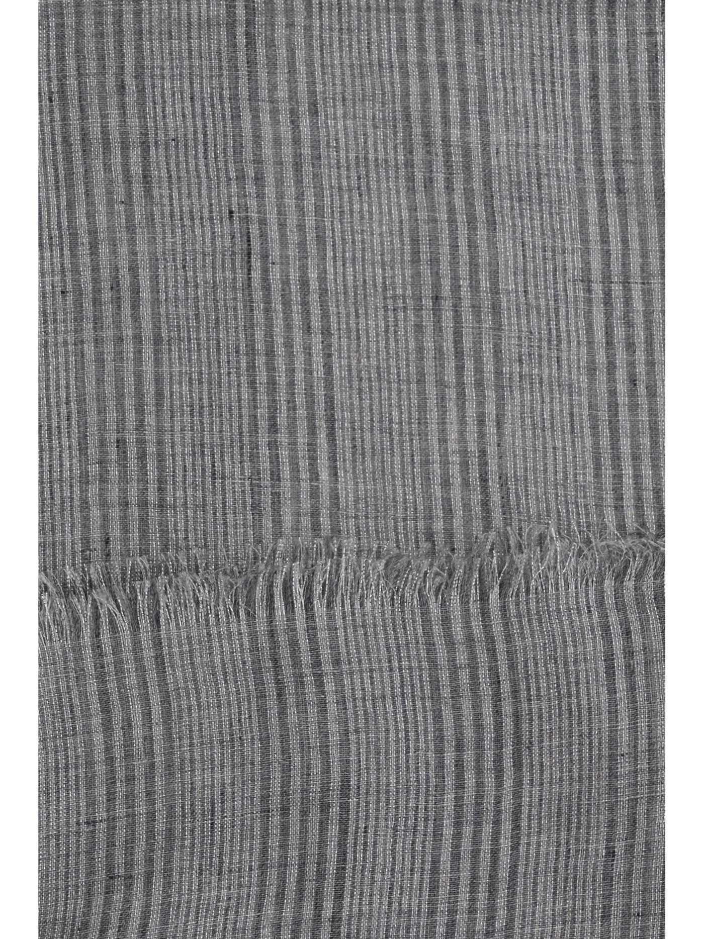 Brunello Cucinelli Linen Striped Scarf — Gray Scarfs
