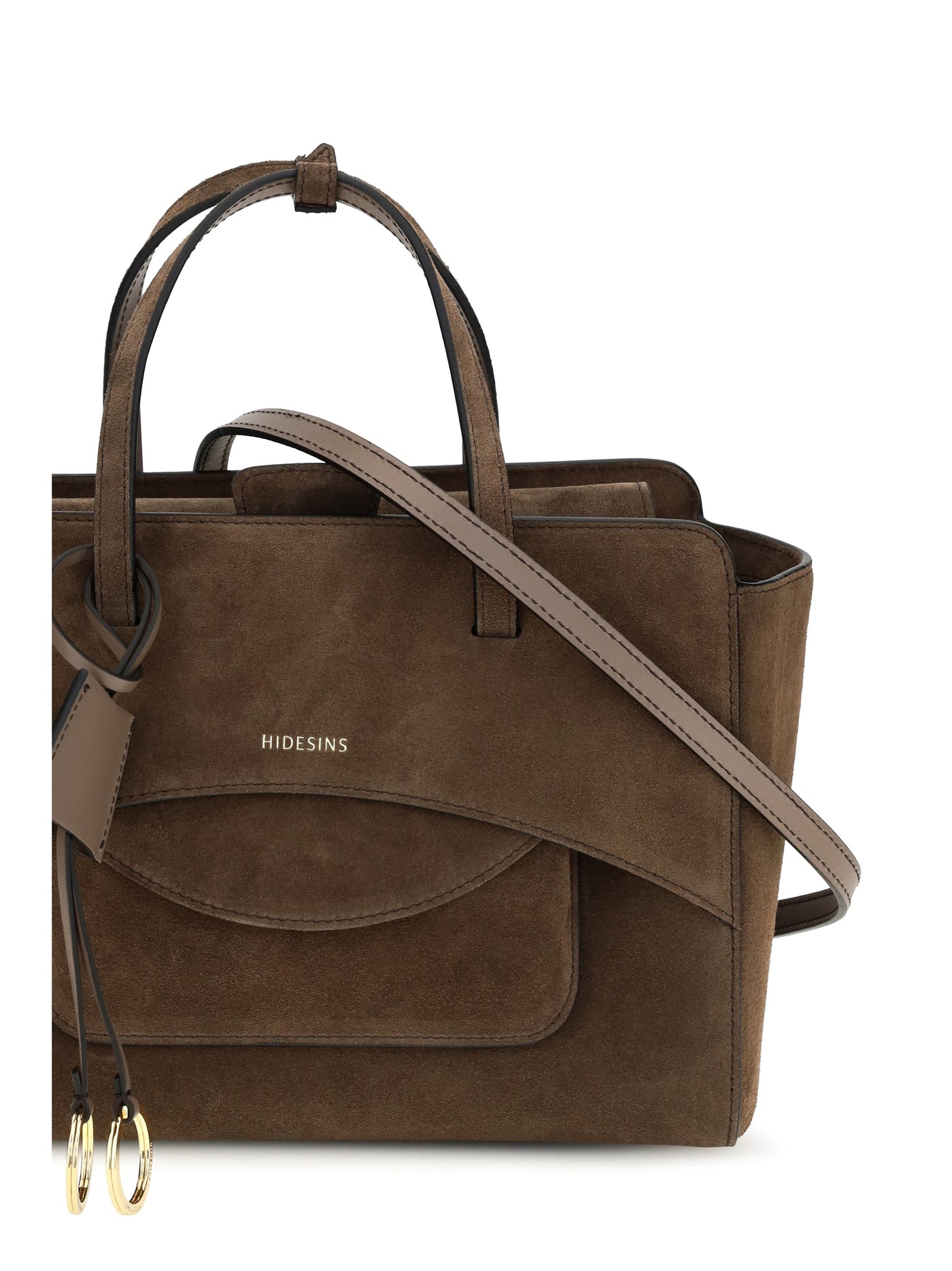 Hidesins Flap M Shoulder Bag — Brown Suede