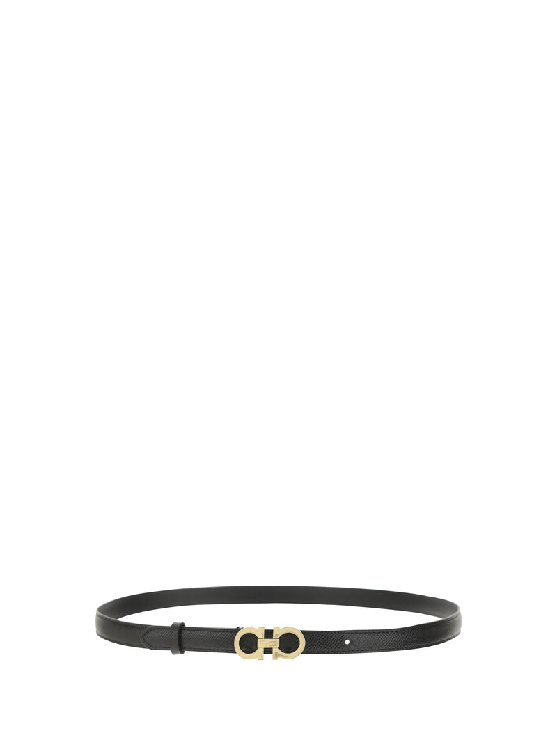 Ferragamo Gancini Logo Leather Belt — Gray Calf Bos Taurus