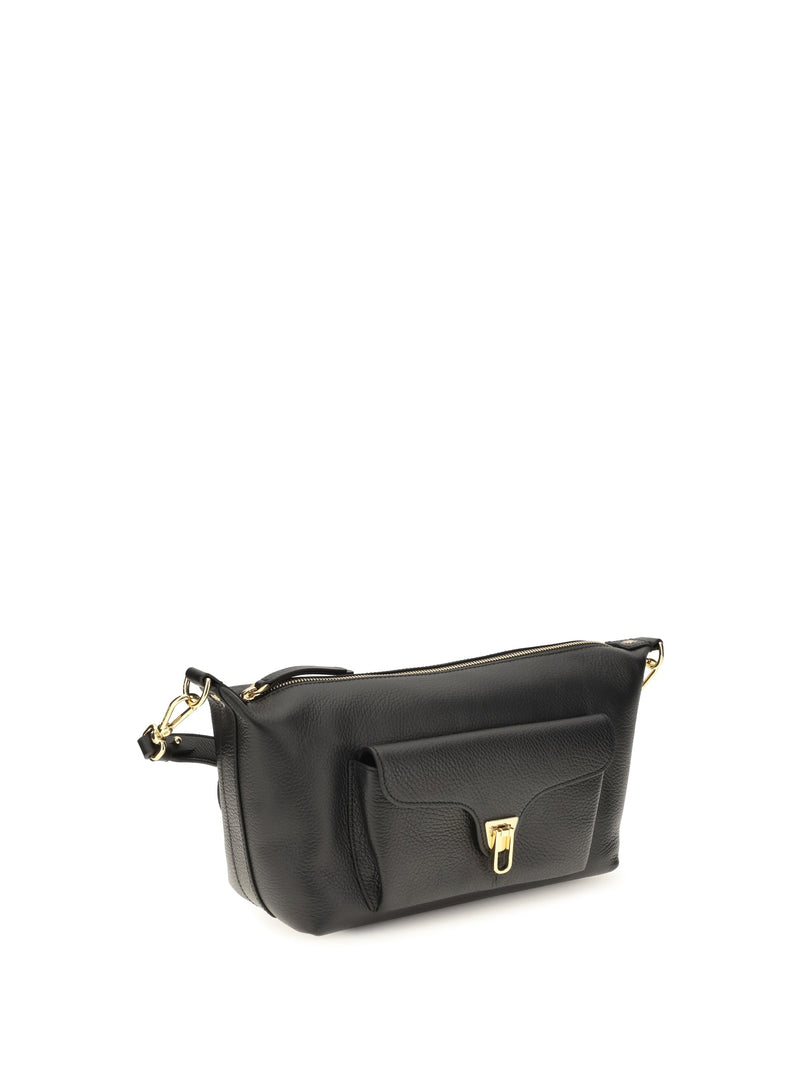Coccinelle Beat Generation Shoulder Bag — Black Calf Leather Bos Taurus