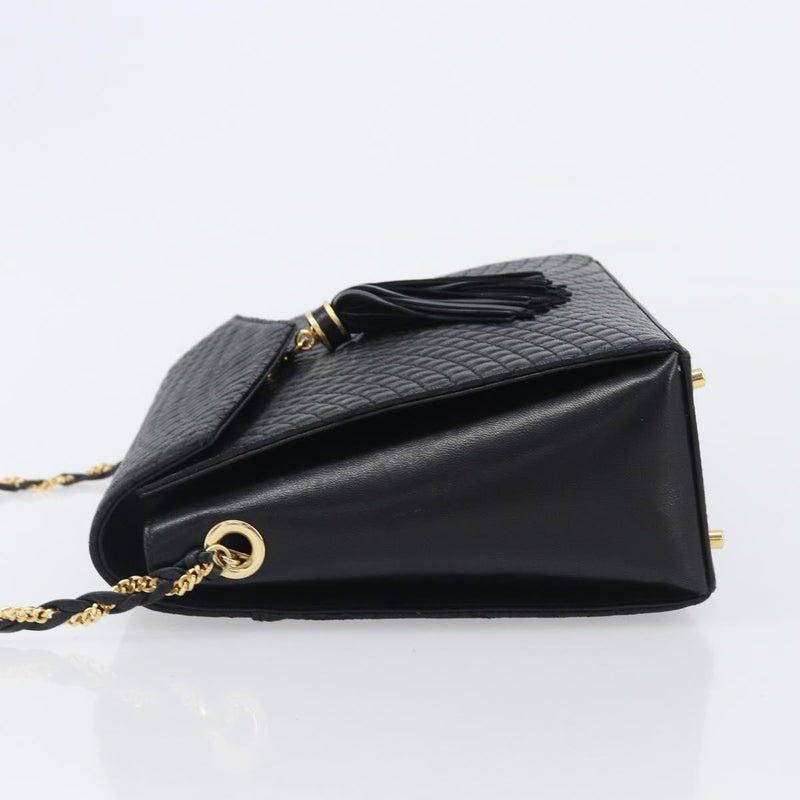 Bally Vintage Chain Quilted Leather Black Bag