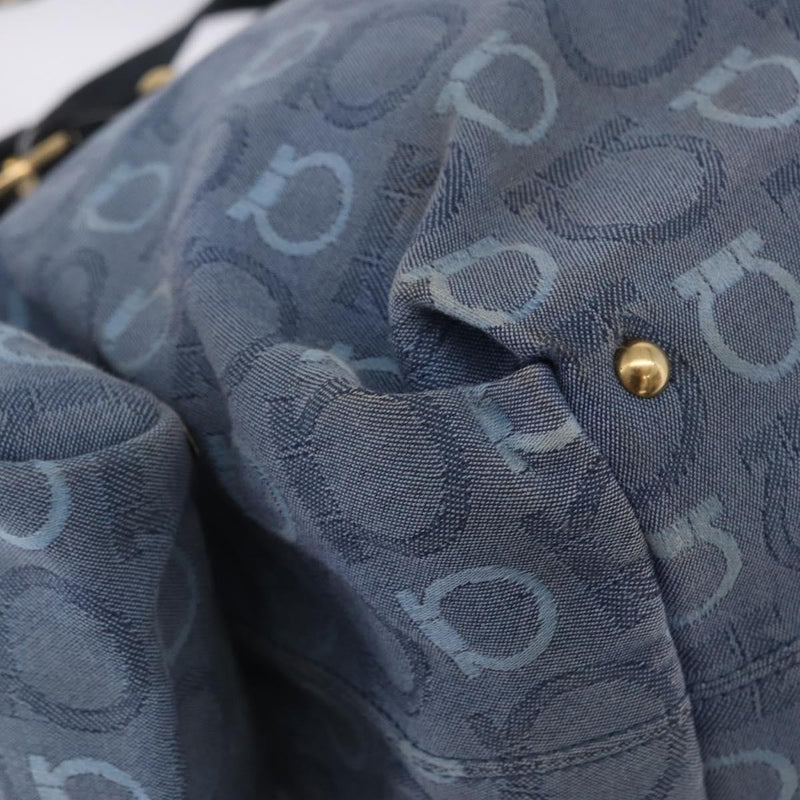 Salvatore Ferragamo Gancini Canvas Navy Bag