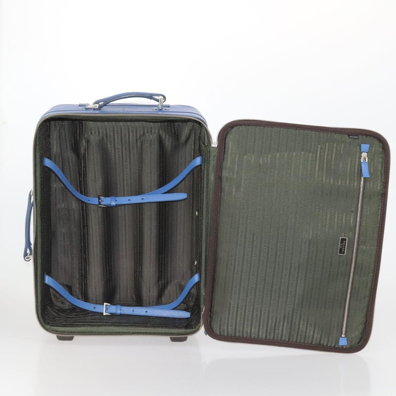 Prada Travel Bag Nylon Blue Leather