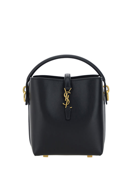 Saint Laurent Calf Leather Top Handle Shoulder Bag — Black