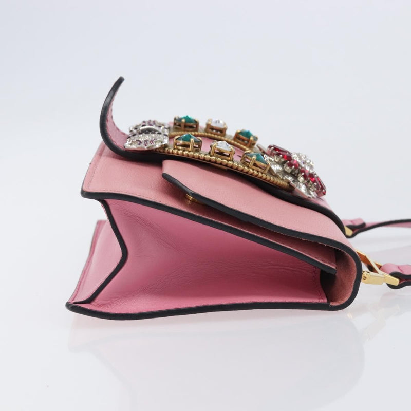 Miu Miu Madras Crystal Flap Leather Pink Bag