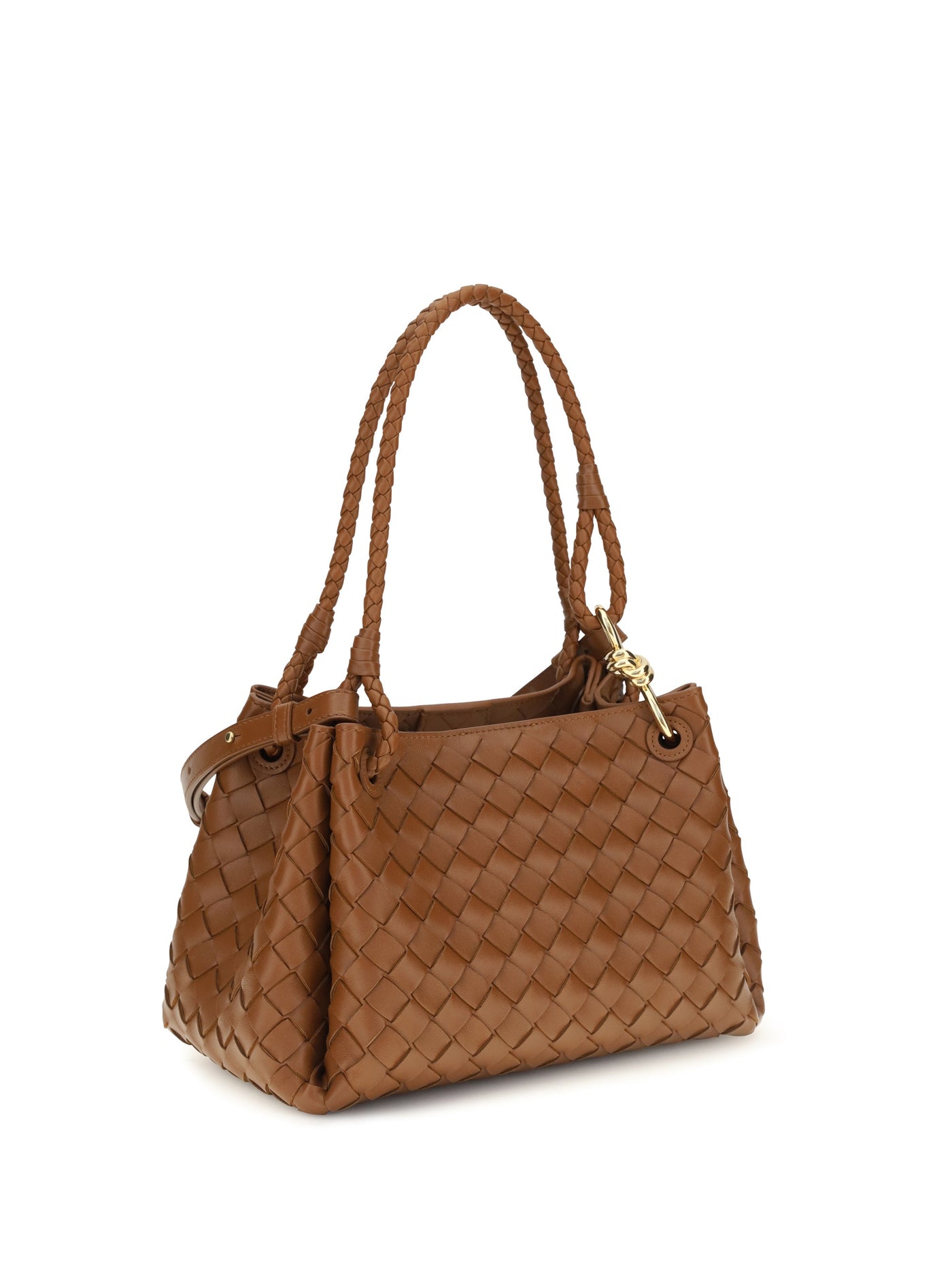 Bottega Veneta Intrecciato Shoulder Bag — Brown Calf Leather