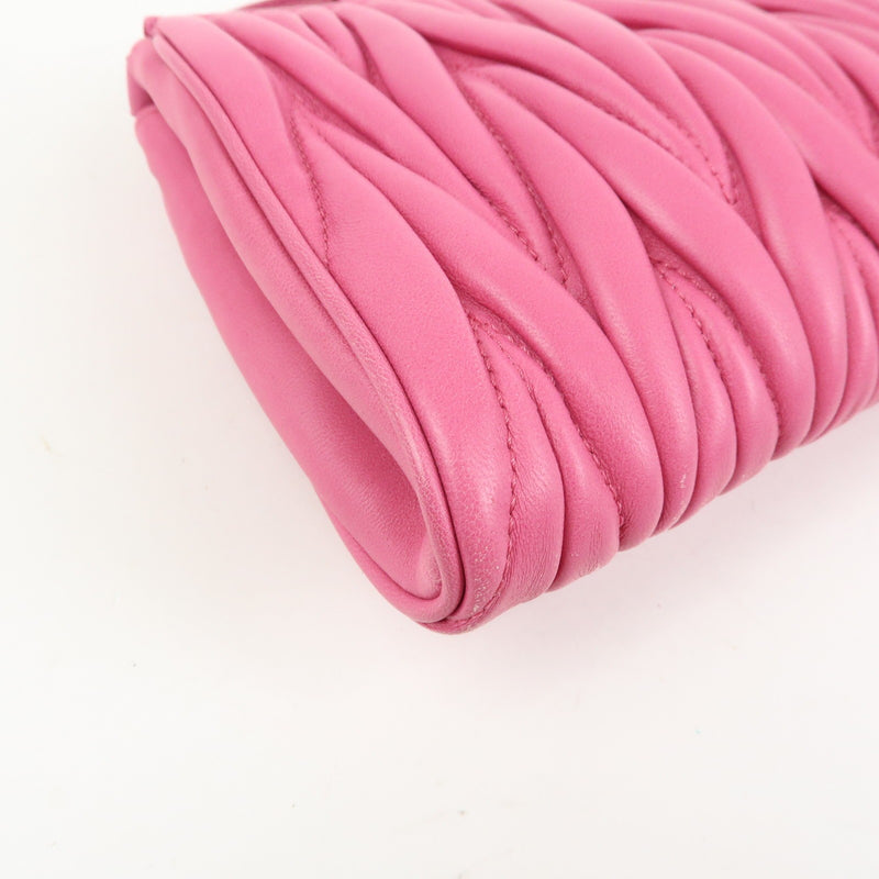 Miu Miu Zip Wristlet Matelasse Leather Pink Bag