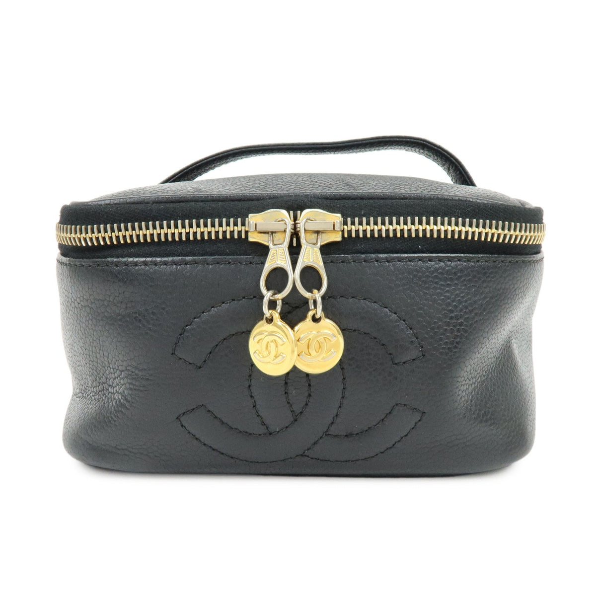 Chanel Vintage Timeless Cosmetic Case Caviar Black Leather Bag