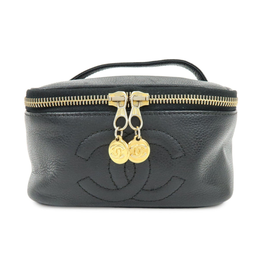 Chanel Vintage Timeless Cosmetic Case Caviar Black Leather Bag