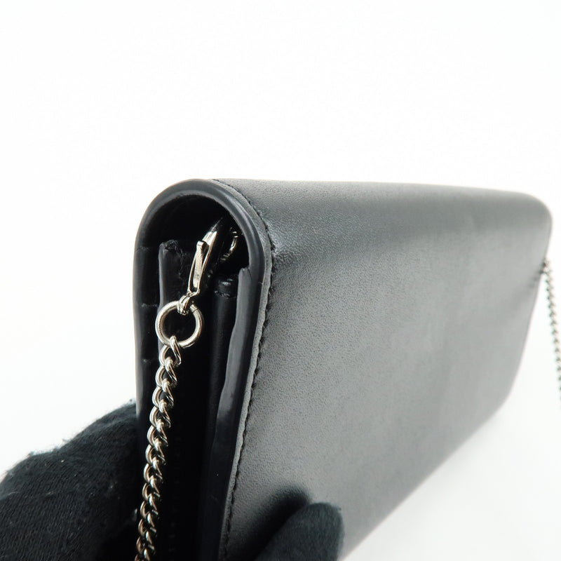 Fendi Continental Wallet On Chain Studded Leather Black Bag