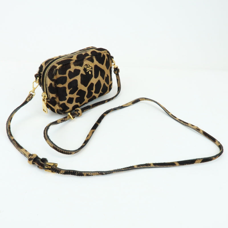 Prada Camera Printed Calf Hair Brown Pony_style_calfskin Bag