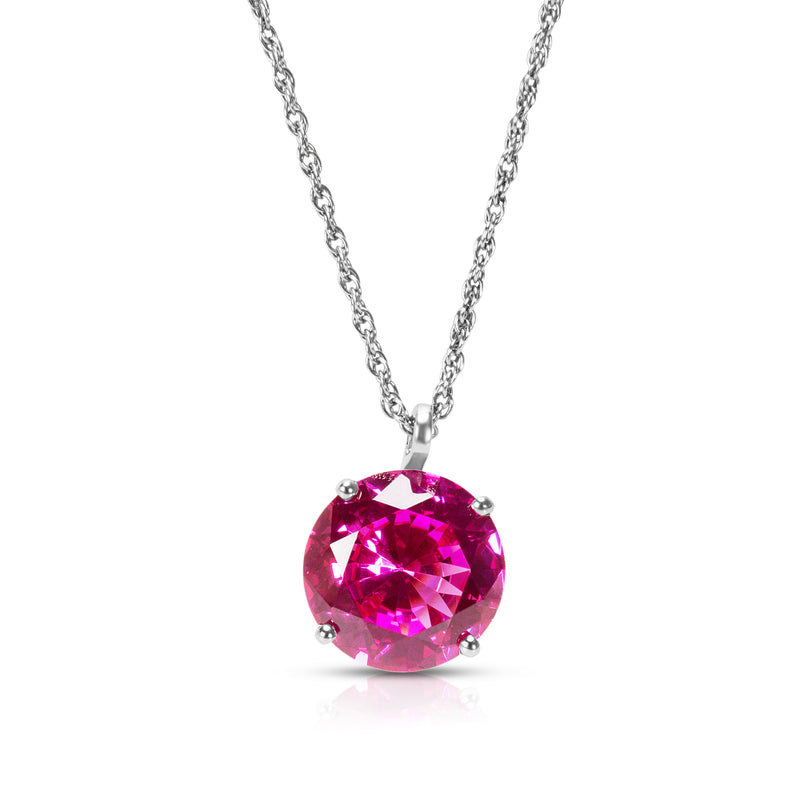 Brand New Created Sapphire Pendant Sterling Silver With Chain 14mm 925