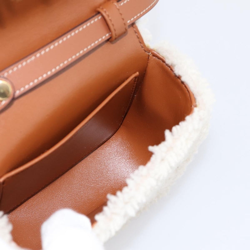 Celine Triomphe Shoulder Shearling Beige Wool Bag