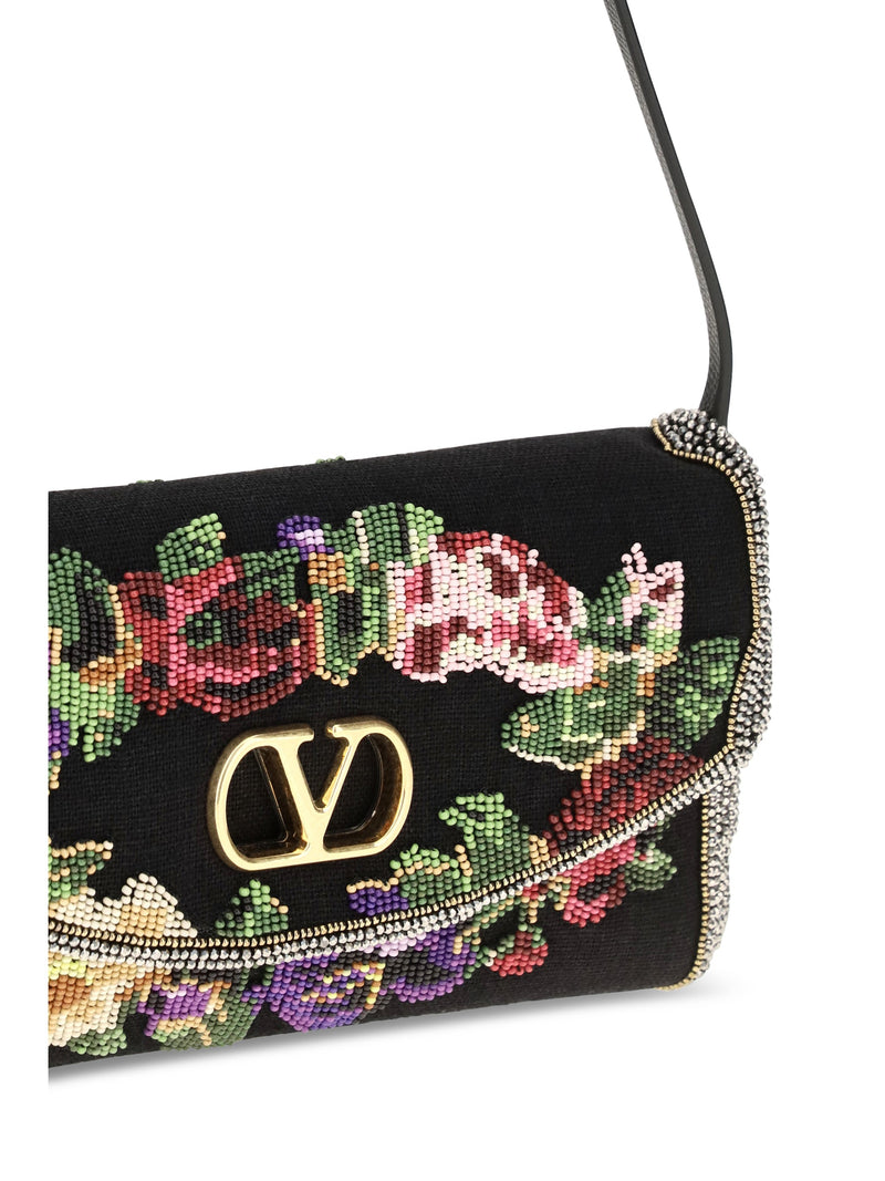Valentino Garavani Devain Shoulder Bag — Black Silk Satin