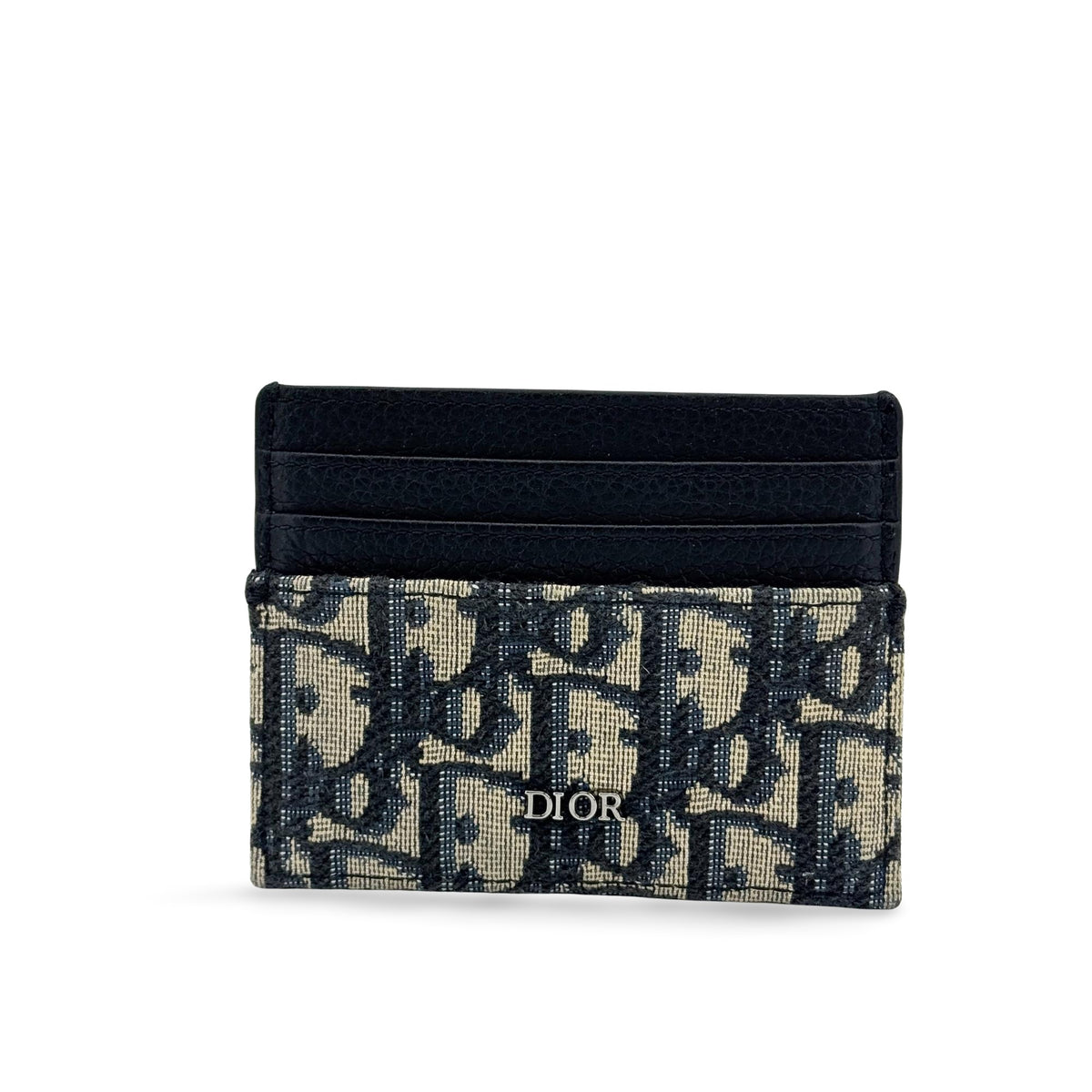 Christian Dior Card Holder Oblique Canvas And Leather Black Accessory