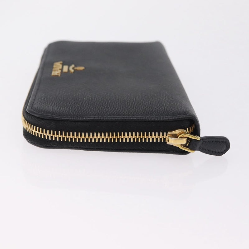 Prada Zip Around Tab Saffiano Leather Black Accessory