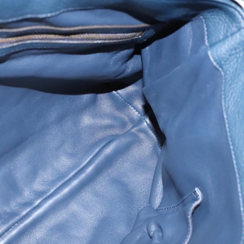 Gucci Hip Bamboo Flap Leather Blue Bag