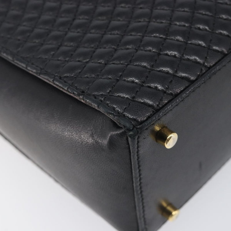 Bally Vintage Chain Quilted Leather Black Bag