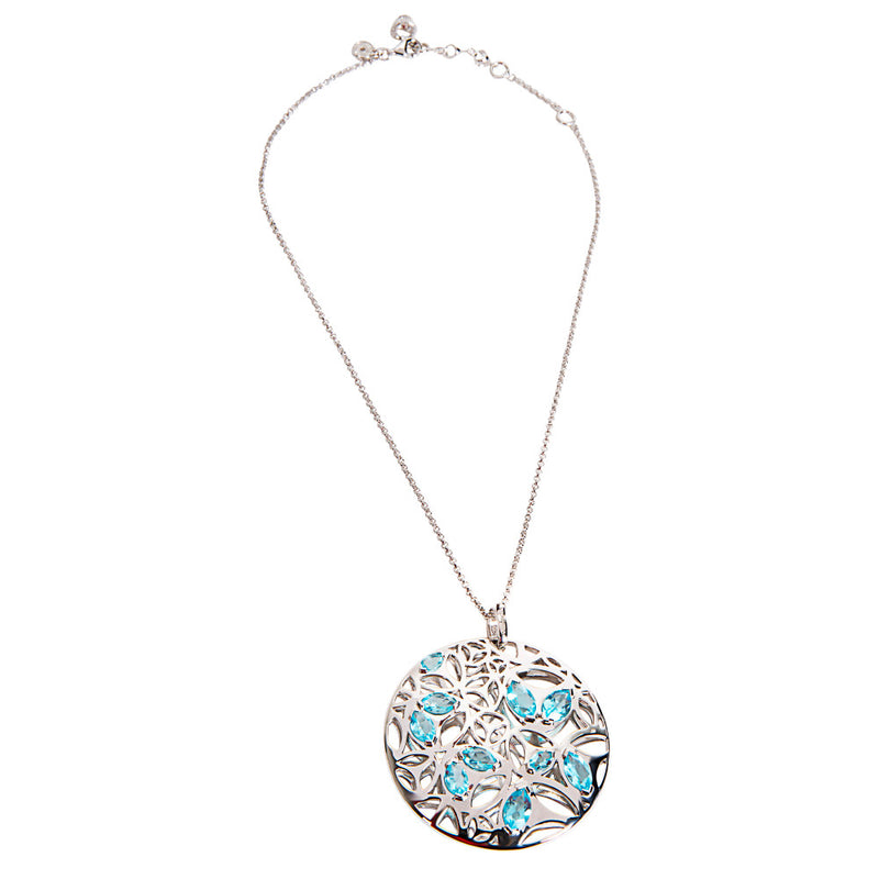 Brand New Di Modolo Blue Quartz Necklace Plated Rhodium Msrp 1275 925