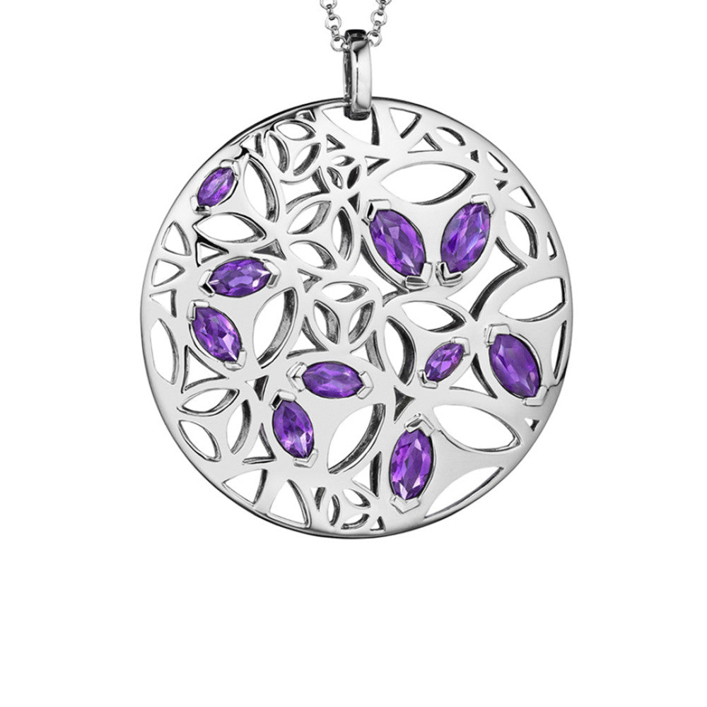 Brand New Di Modolo Purple Quartz Necklace Plated Rhodium Msrp 1275 925