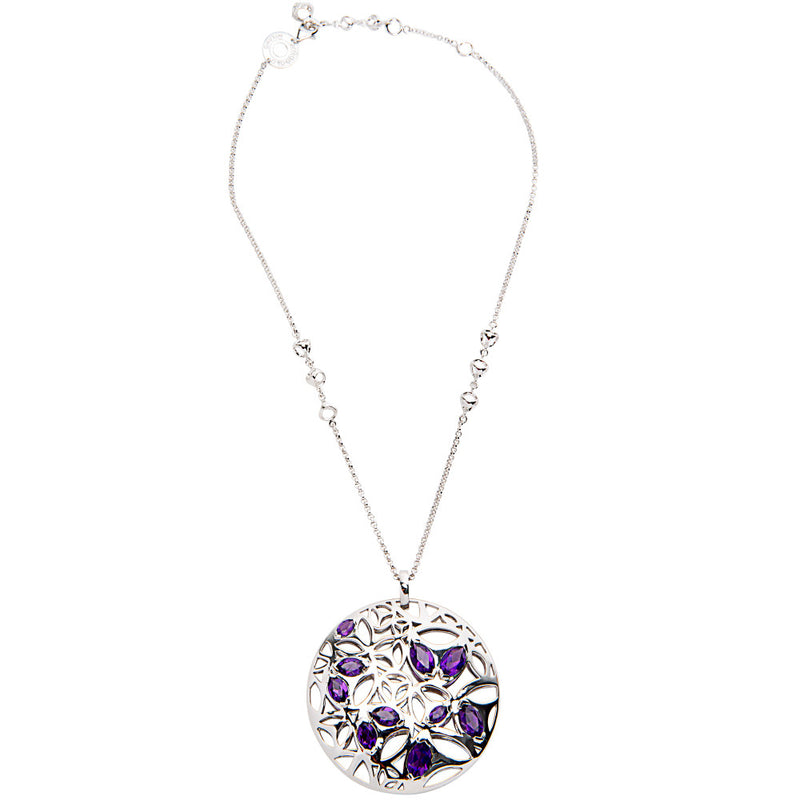 Brand New Di Modolo Purple Quartz Necklace Plated Rhodium Msrp 1275 925