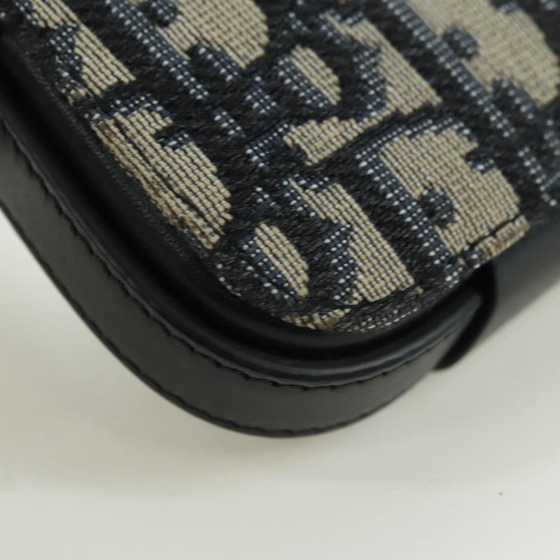 Christian Dior Clasp Lock Messenger Oblique Canvas And Leather Navy
