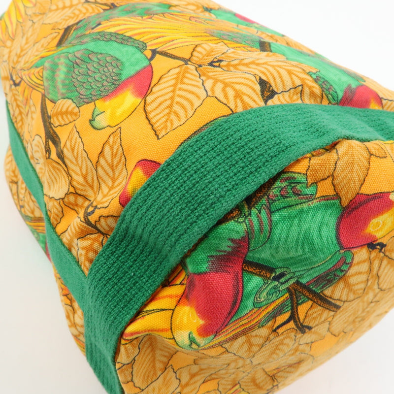 Hermes Vintage Drawstring Bucket Printed Canvas Orange Bag