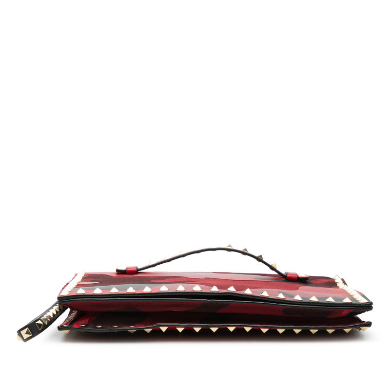 Canvas and Nappa Camouflage Rockstud Wristlet Clutch - Image 3