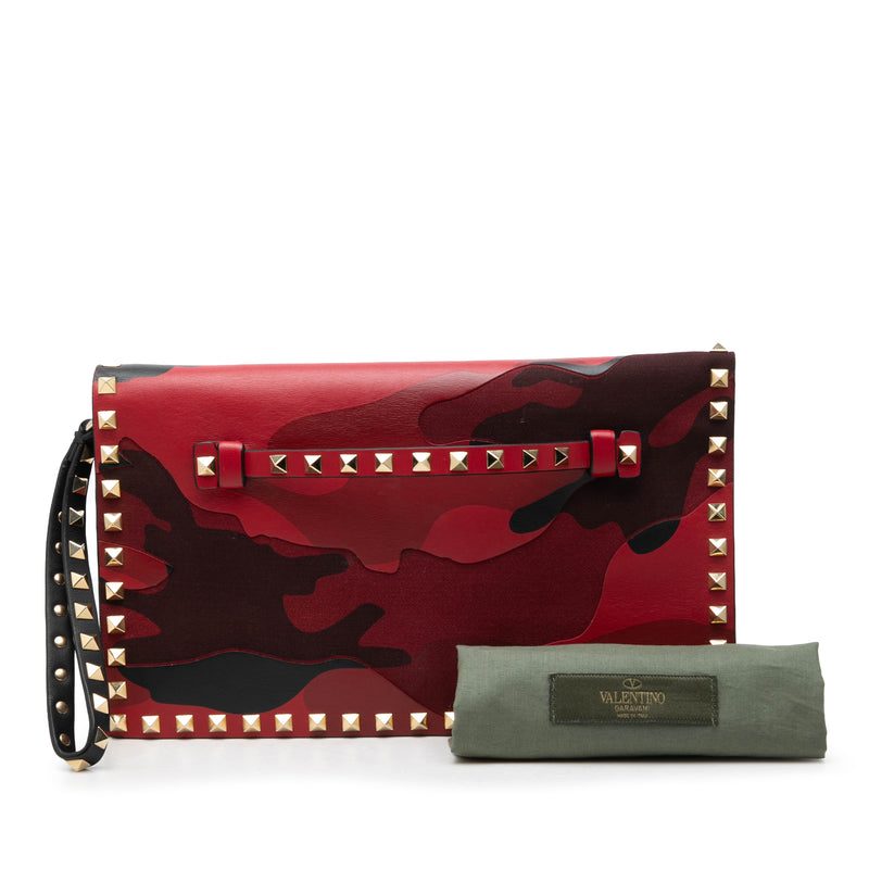 Canvas and Nappa Camouflage Rockstud Wristlet Clutch - Image 7