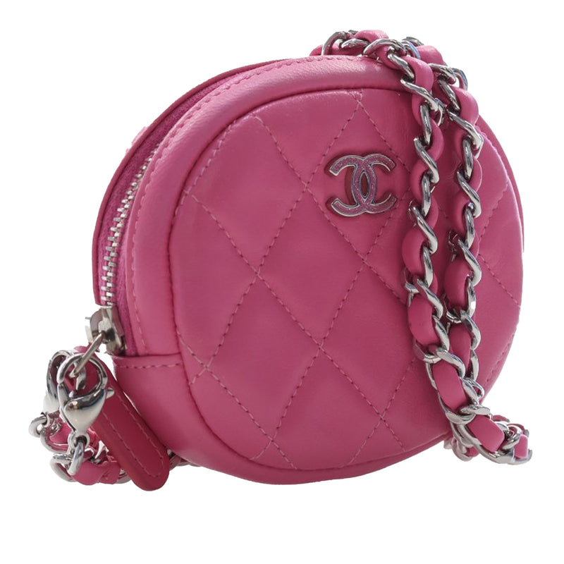 CC Quilted Lambskin Zip Around Coin Pouch with Chain - Image 11