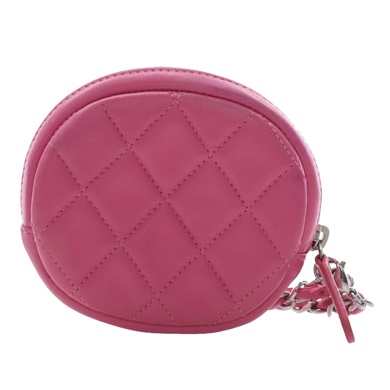CC Quilted Lambskin Zip Around Coin Pouch with Chain - Image 2