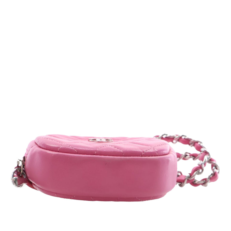 CC Quilted Lambskin Zip Around Coin Pouch with Chain - Image 3