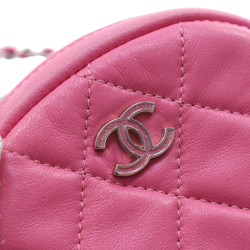 CC Quilted Lambskin Zip Around Coin Pouch with Chain - Image 5