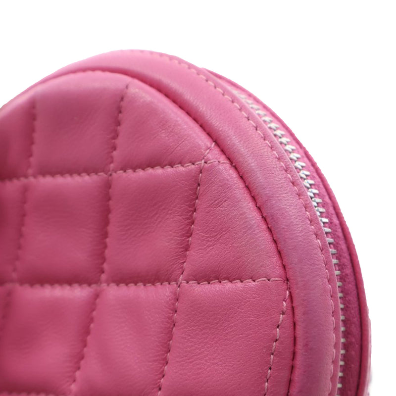 CC Quilted Lambskin Zip Around Coin Pouch with Chain - Image 7