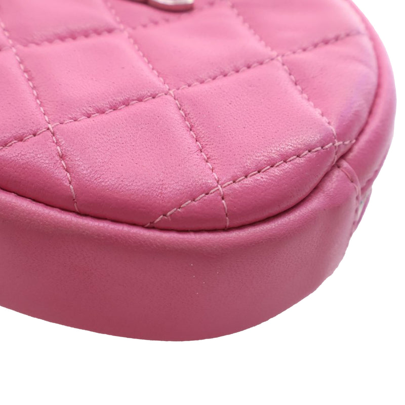 CC Quilted Lambskin Zip Around Coin Pouch with Chain - Image 8