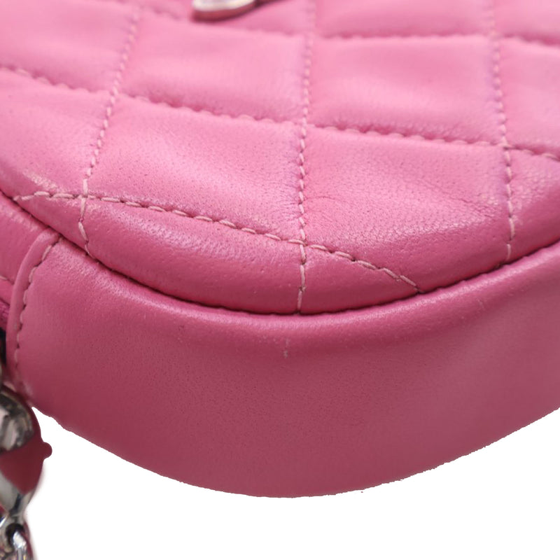 CC Quilted Lambskin Zip Around Coin Pouch with Chain - Image 9