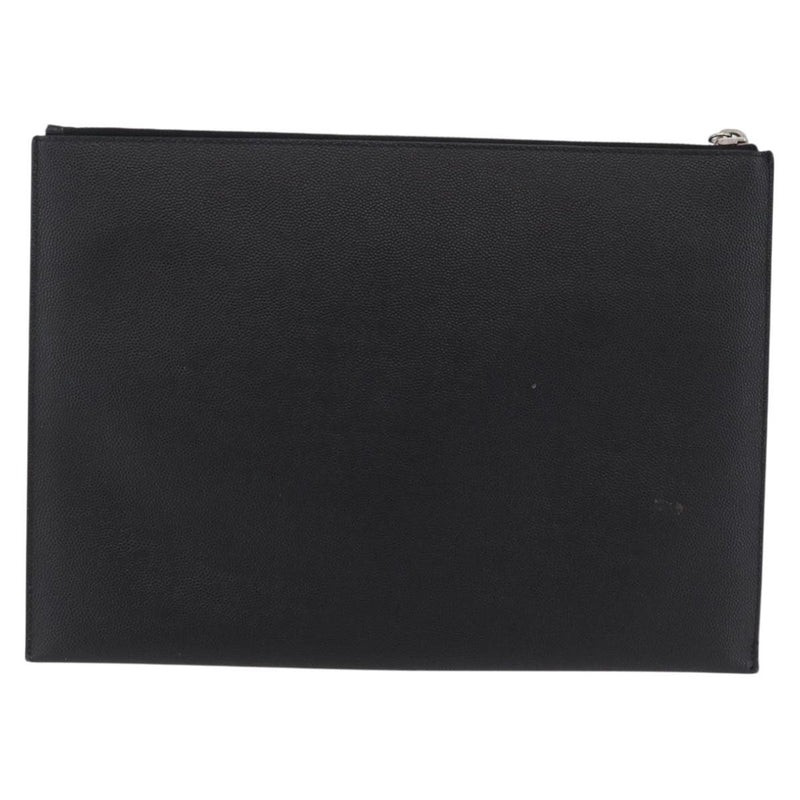 Saint Laurent Letters Zip Clutch Leather Black