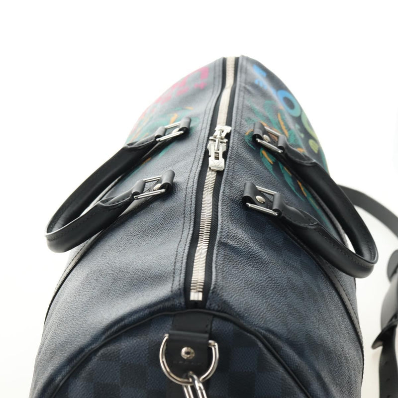 Louis Vuitton Keepall Bandouliere Limited Edition Damier Cobalt Jungle Blue Canvas Bag