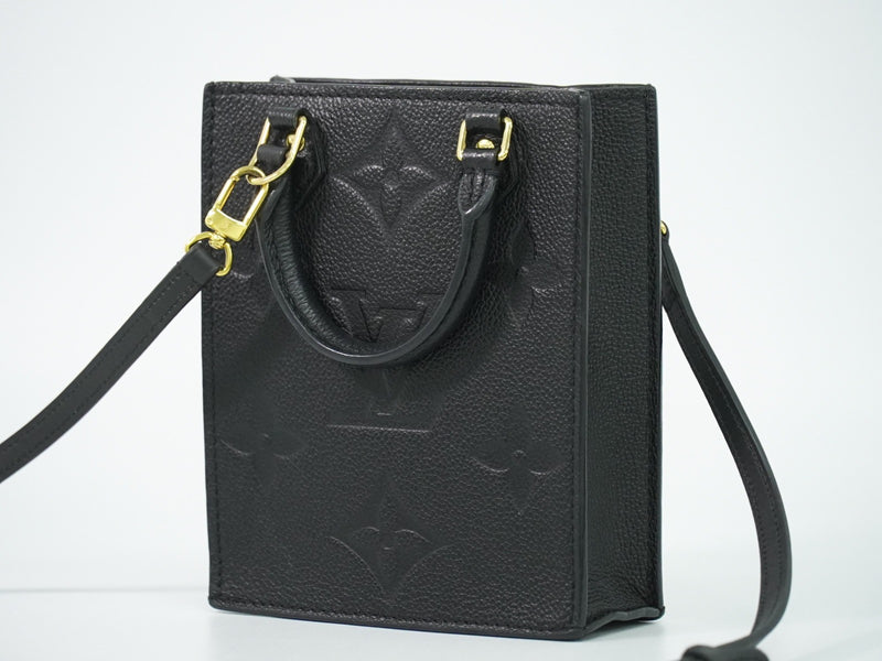 Louis Vuitton Petit Sac Plat Monogram Empreinte Giant Black Leather Bag