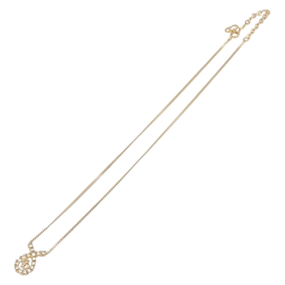 Christian Dior Cd Long Metal With Beads Gold Bijoux