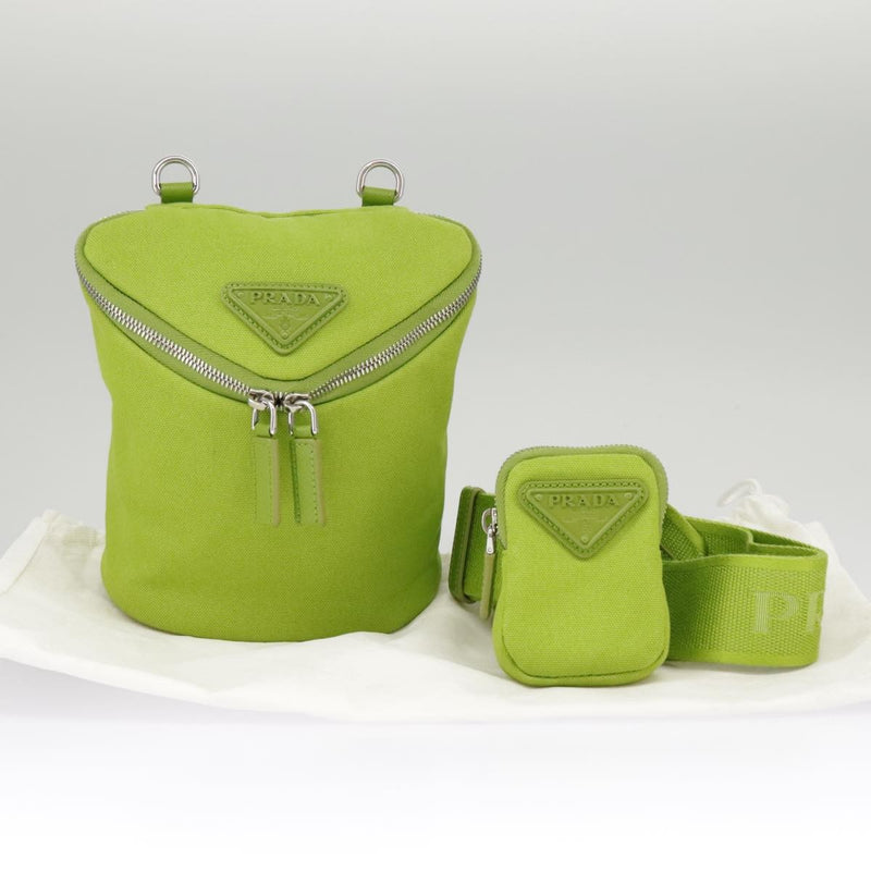 Prada Zipped Triangle Canvas Green Bag