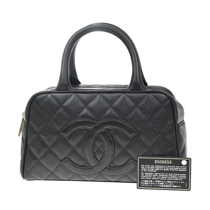 Chanel Timeless Cc Bowler Quilted Caviar Black Leather Bag