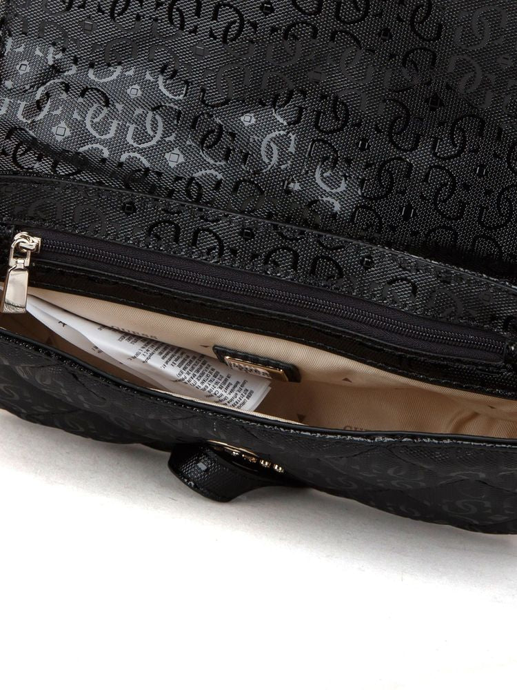 Guess Libby Flap Crossbody Bag — Black Polyurethane