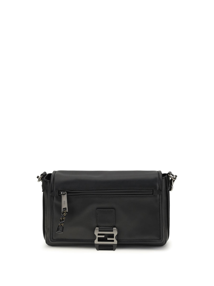Fendi Flux Messenger Shoulder Bag — Black Calf Leather Bos Taurus